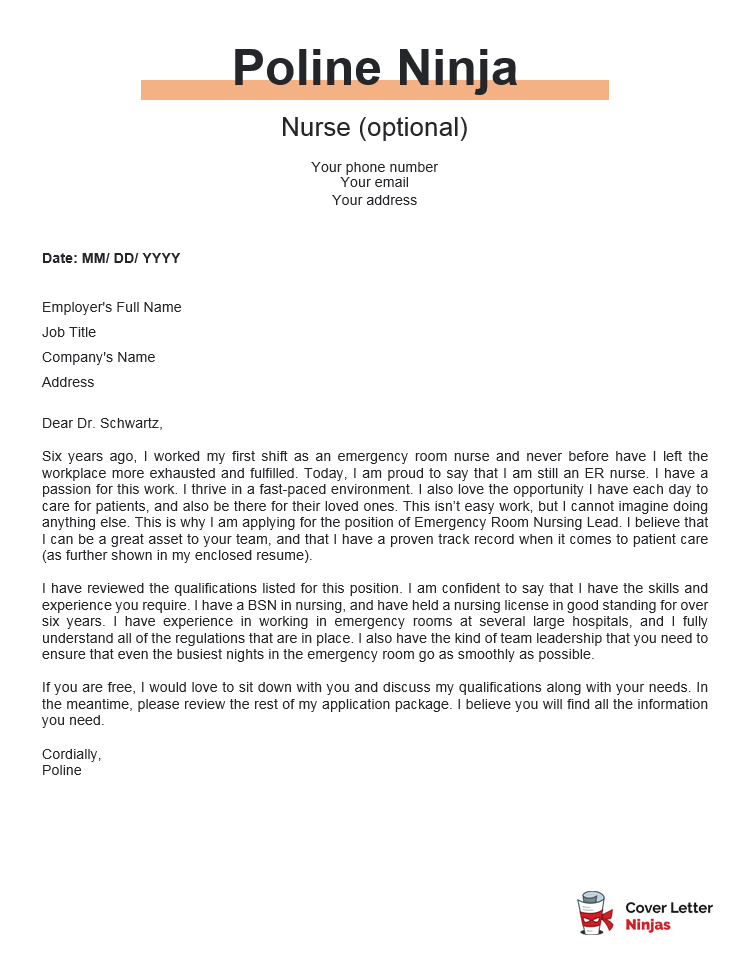 Sample Cover Letter For Nurses