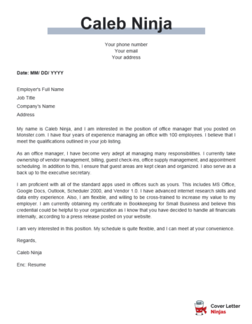 A Cover Letter Example For Business And Administrative Jobs - Cover ...