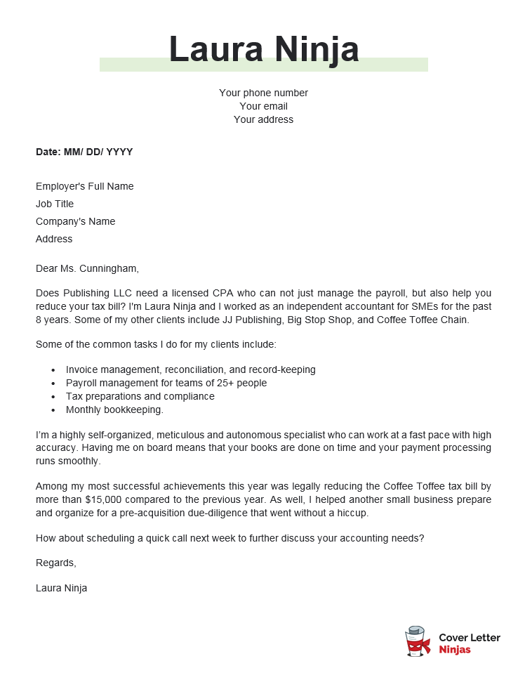 cover letter accountant template