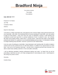 Cover Letter Example For a Bank Teller With Bonus Writing Tips - Cover ...