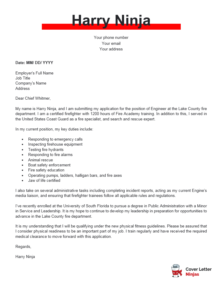 Firefighter Resignation Letter